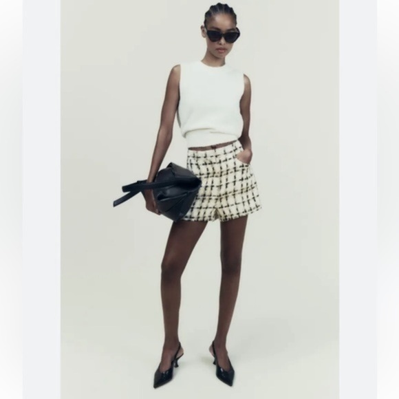 Zara Pants - New Zara Highrise Tweed Plaid Fall Style Shorts